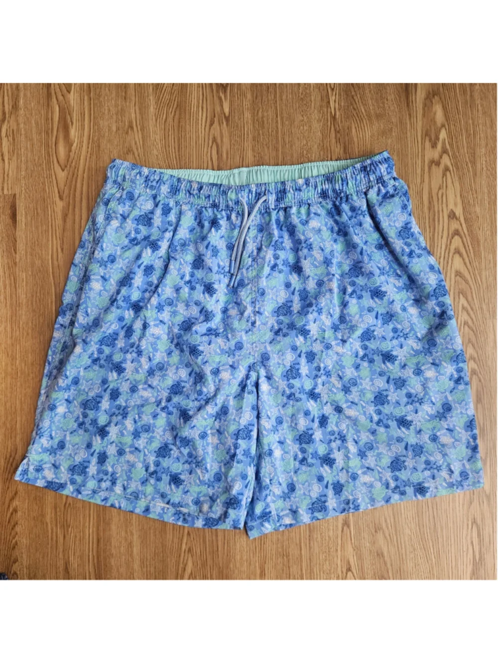 Peter Millar Seaside Collection Blue Ocean Sea Life AOP Swim Shorts Mens XXL